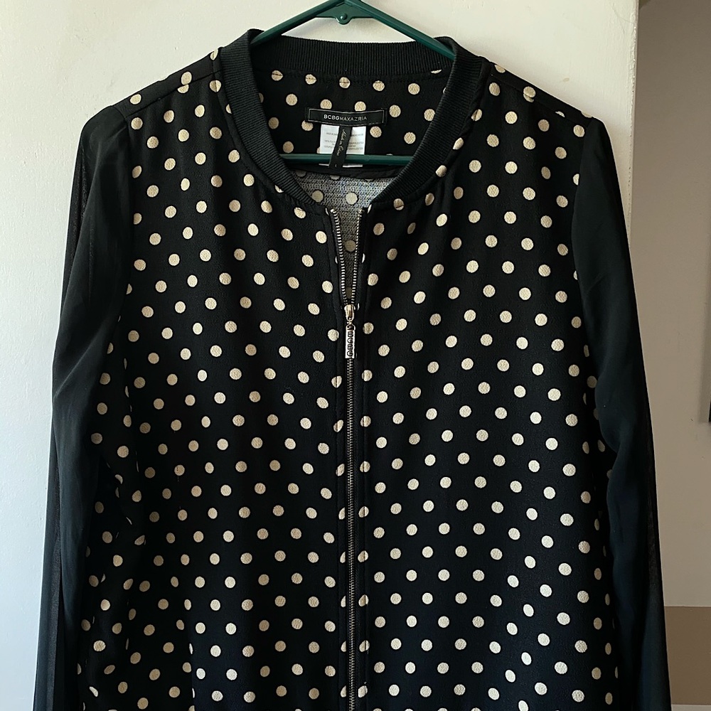 Bcbg Maxazria polka dot zip up jacket